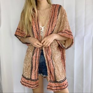 Free People velvet striped robe kimono duster